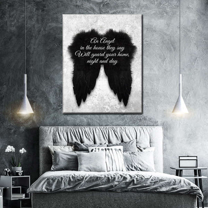 Guard Your Home Angel Wings Canvas Wall Art - Canvas Religious Wall Art - Christian Wall Decor Living Room