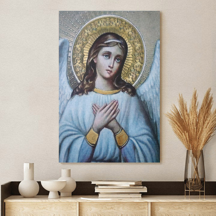 Guardian Angel Archangel Canvas Wall Art - Baptism Gift - Catholic Canvas Wall Art - Religious Gift - Christian Wall Art Decor