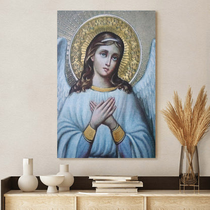 Guardian Angel Archangel Canvas Wall Art - Baptism Gift - Catholic Canvas Wall Art - Religious Gift - Christian Wall Art Decor