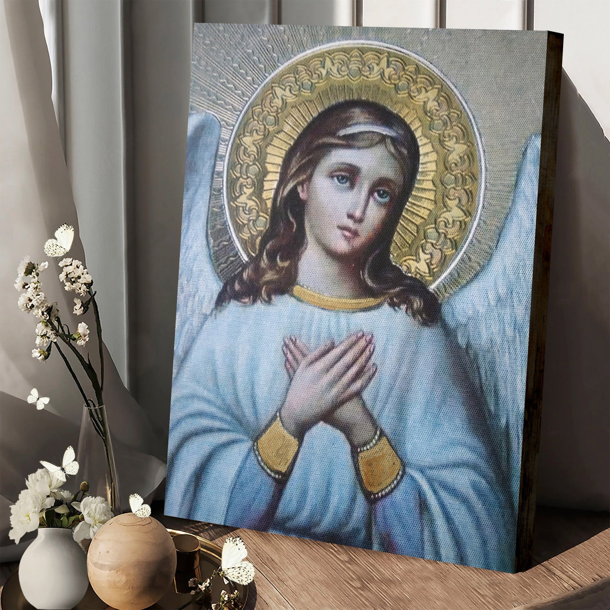 Guardian Angel Archangel Canvas Wall Art - Baptism Gift - Catholic Canvas Wall Art - Religious Gift - Christian Wall Art Decor