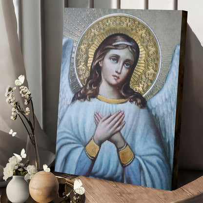 Guardian Angel Archangel Canvas Wall Art - Baptism Gift - Catholic Canvas Wall Art - Religious Gift - Christian Wall Art Decor