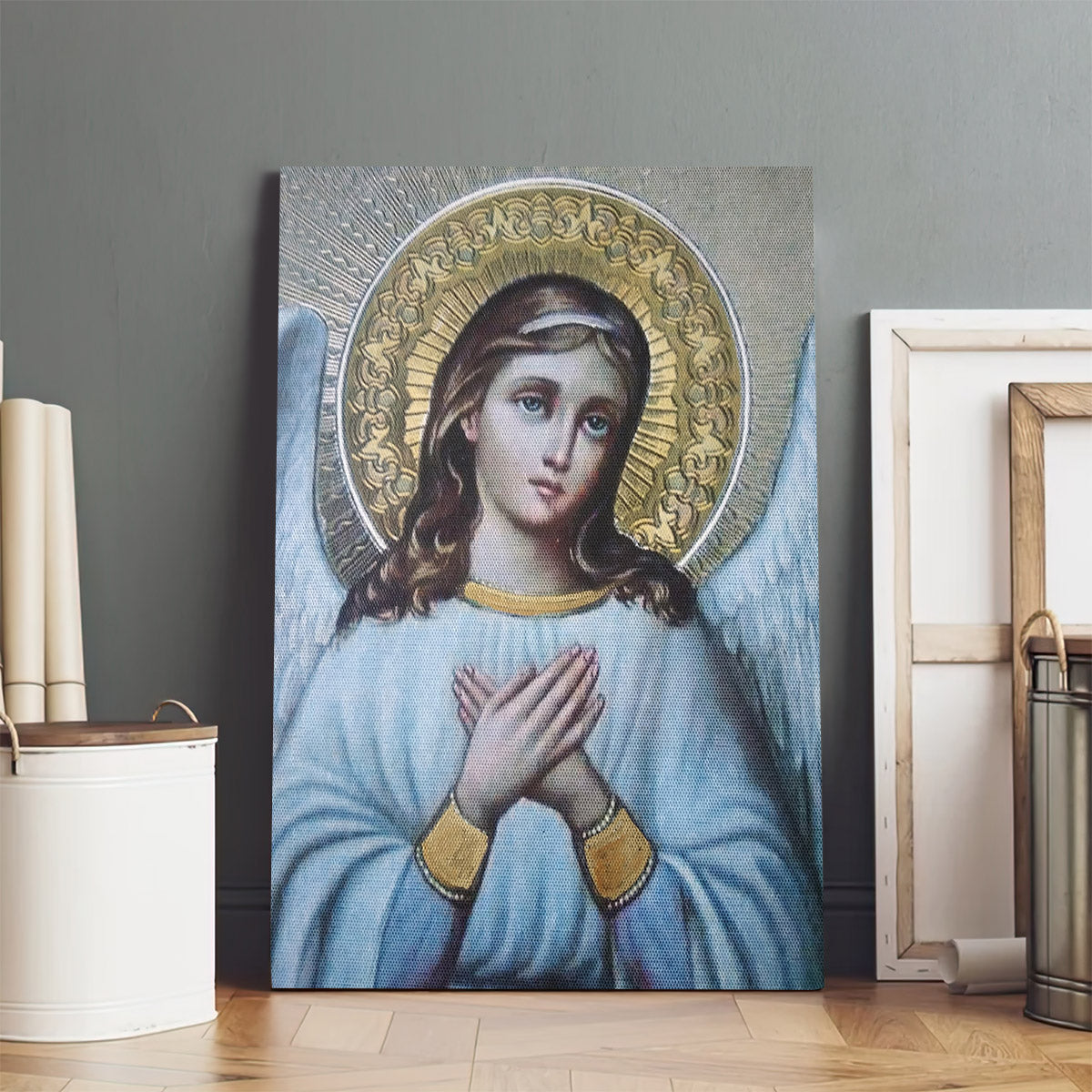 Guardian Angel Archangel Canvas Wall Art - Baptism Gift - Catholic Canvas Wall Art - Religious Gift - Christian Wall Art Decor
