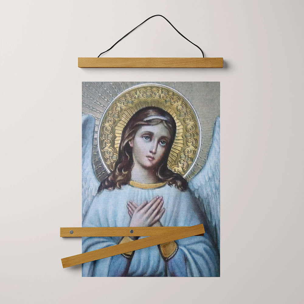 Guardian Angel Archangel Hanging Canvas Wall Art - Baptism Gift - Catholic Canvas Wall Art - Religious Gift - Christian Wall Art Decor