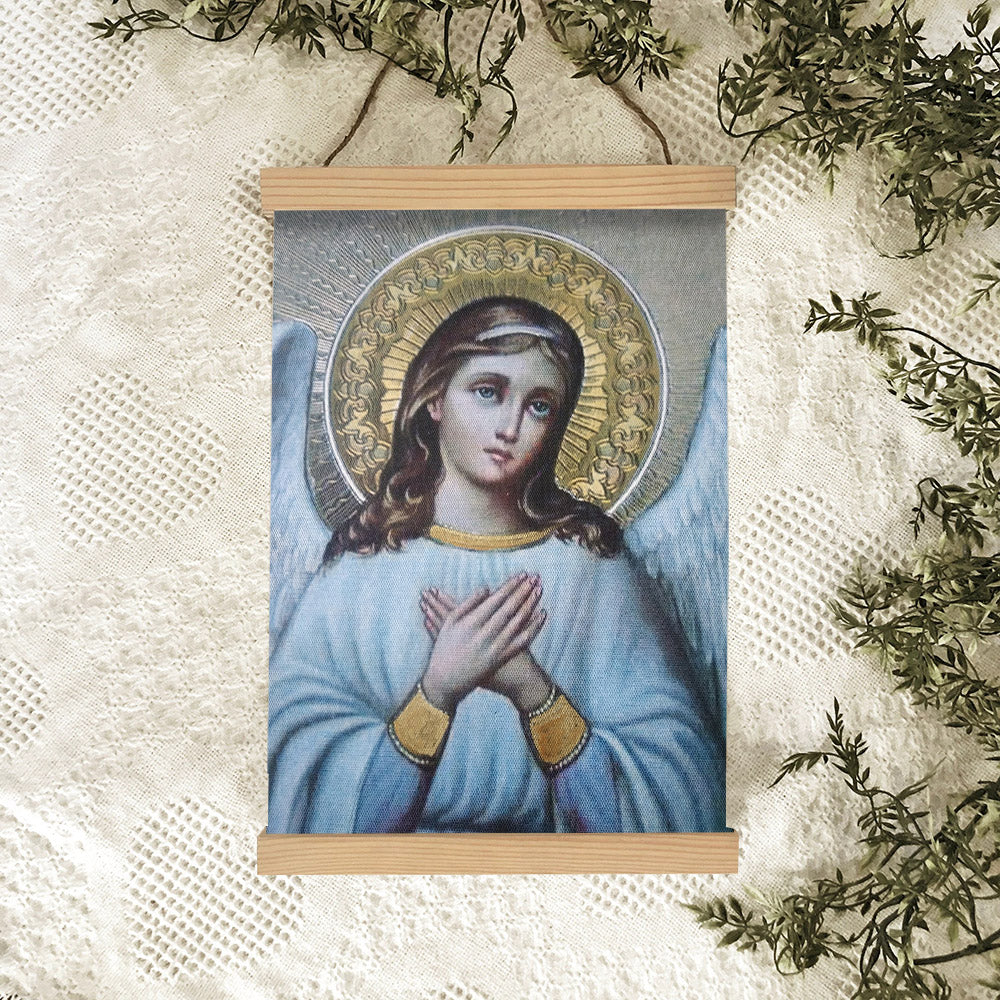 Guardian Angel Archangel Hanging Canvas Wall Art - Baptism Gift - Catholic Canvas Wall Art - Religious Gift - Christian Wall Art Decor