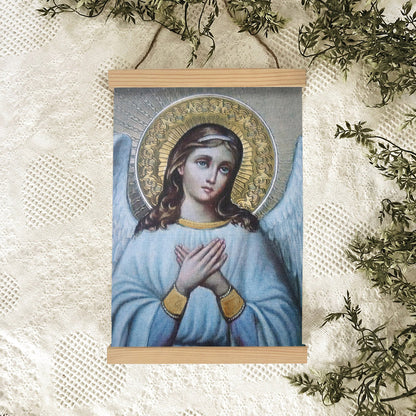 Guardian Angel Archangel Hanging Canvas Wall Art - Baptism Gift - Catholic Canvas Wall Art - Religious Gift - Christian Wall Art Decor