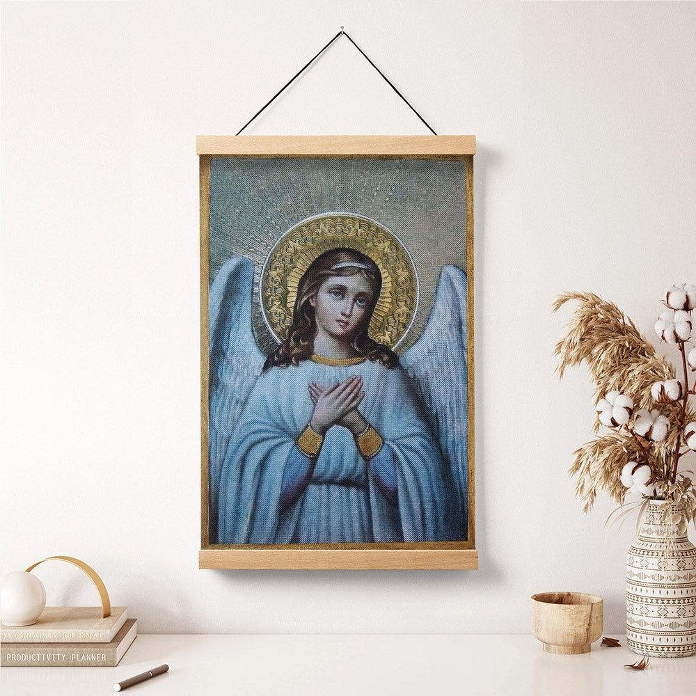 Guardian Angel Archangel Hanging Canvas Wall Art - Baptism Gift - Catholic Hanging Canvas Wall Art - Religious Gift - Christian Wall Art Decor