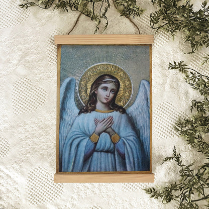 Guardian Angel Archangel Hanging Canvas Wall Art - Baptism Gift - Catholic Hanging Canvas Wall Art - Religious Gift - Christian Wall Art Decor