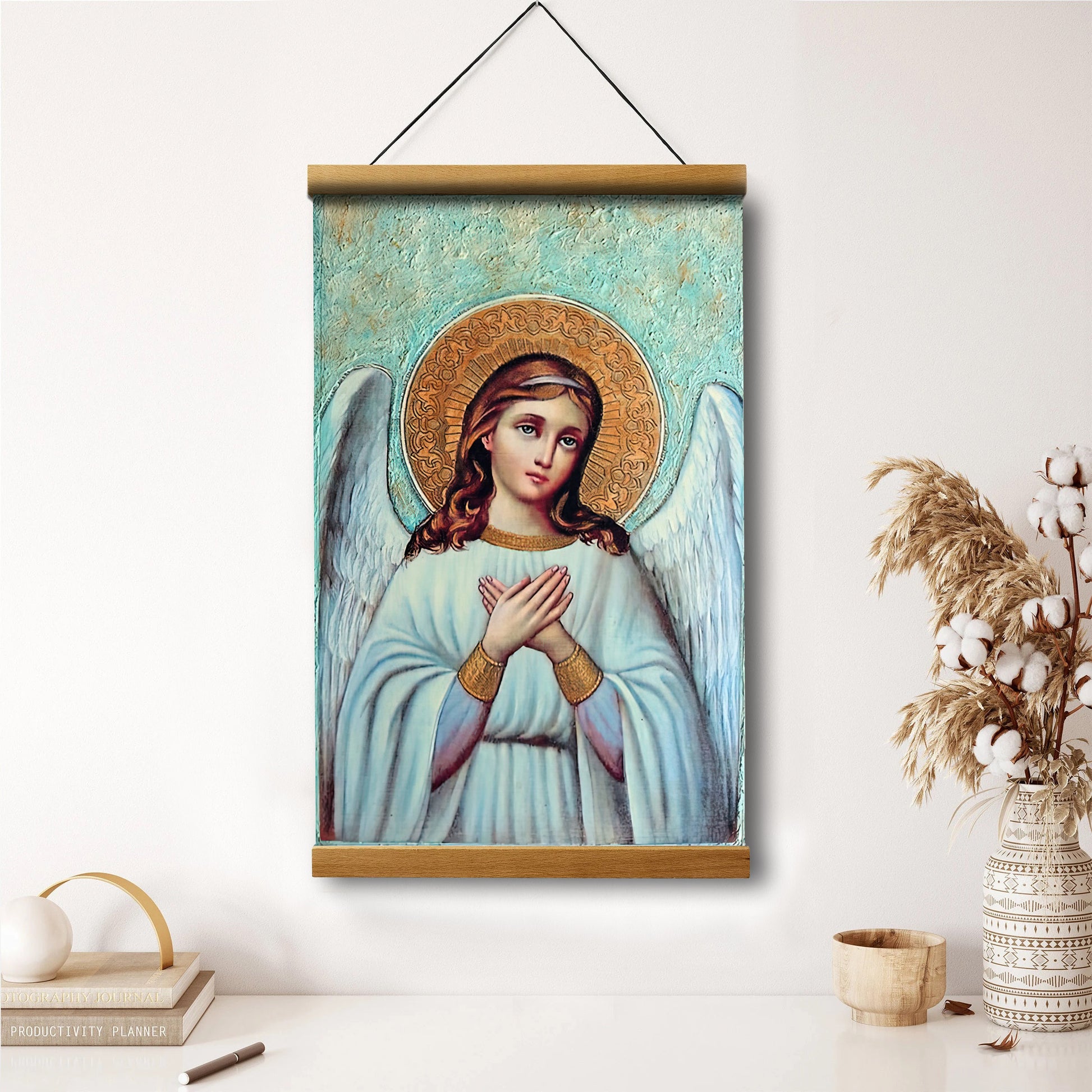 Guardian Angel Archangel Hanging Canvas Wall Art - Catholic Hanging Canvas Wall Art - Religious Gift - Christian Wall Art Decor