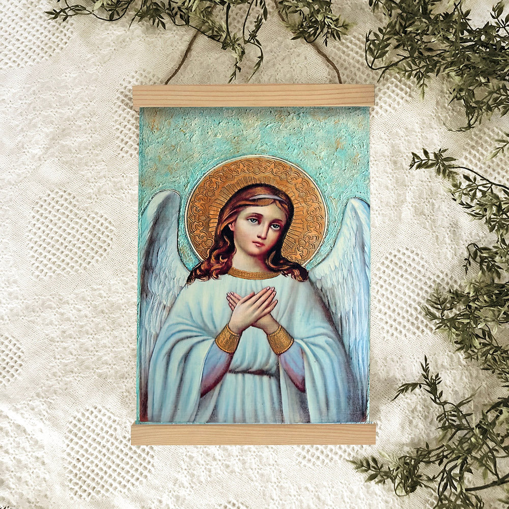 Guardian Angel Archangel Hanging Canvas Wall Art - Catholic Hanging Canvas Wall Art - Religious Gift - Christian Wall Art Decor