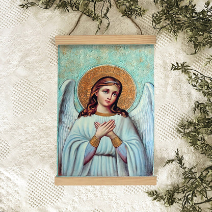 Guardian Angel Archangel Hanging Canvas Wall Art - Catholic Hanging Canvas Wall Art - Religious Gift - Christian Wall Art Decor