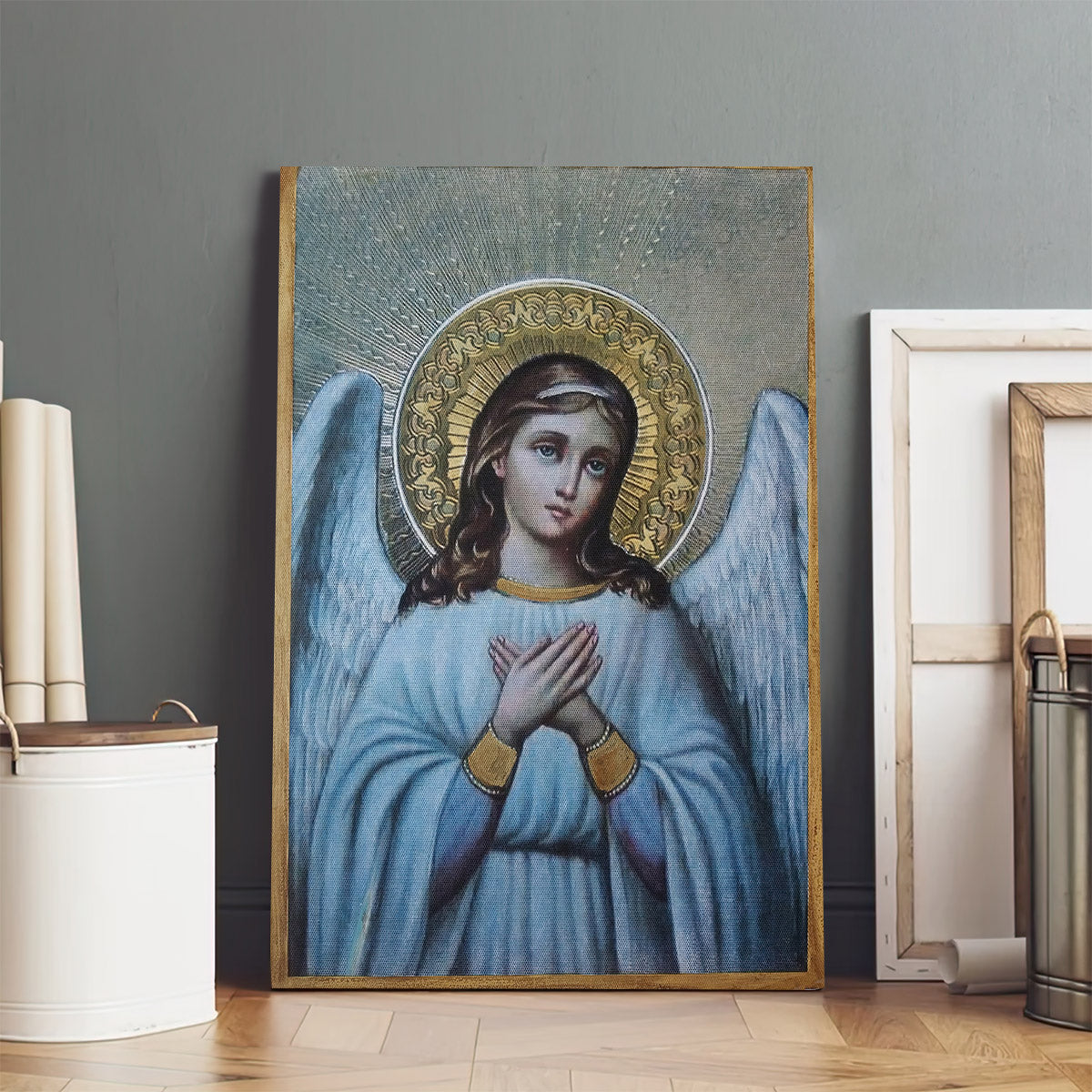 Guardian Angel Archangel Wall Art Canvas - Baptism Gift - Catholic Canvas Wall Art - Religious Gift - Christian Wall Art Decor