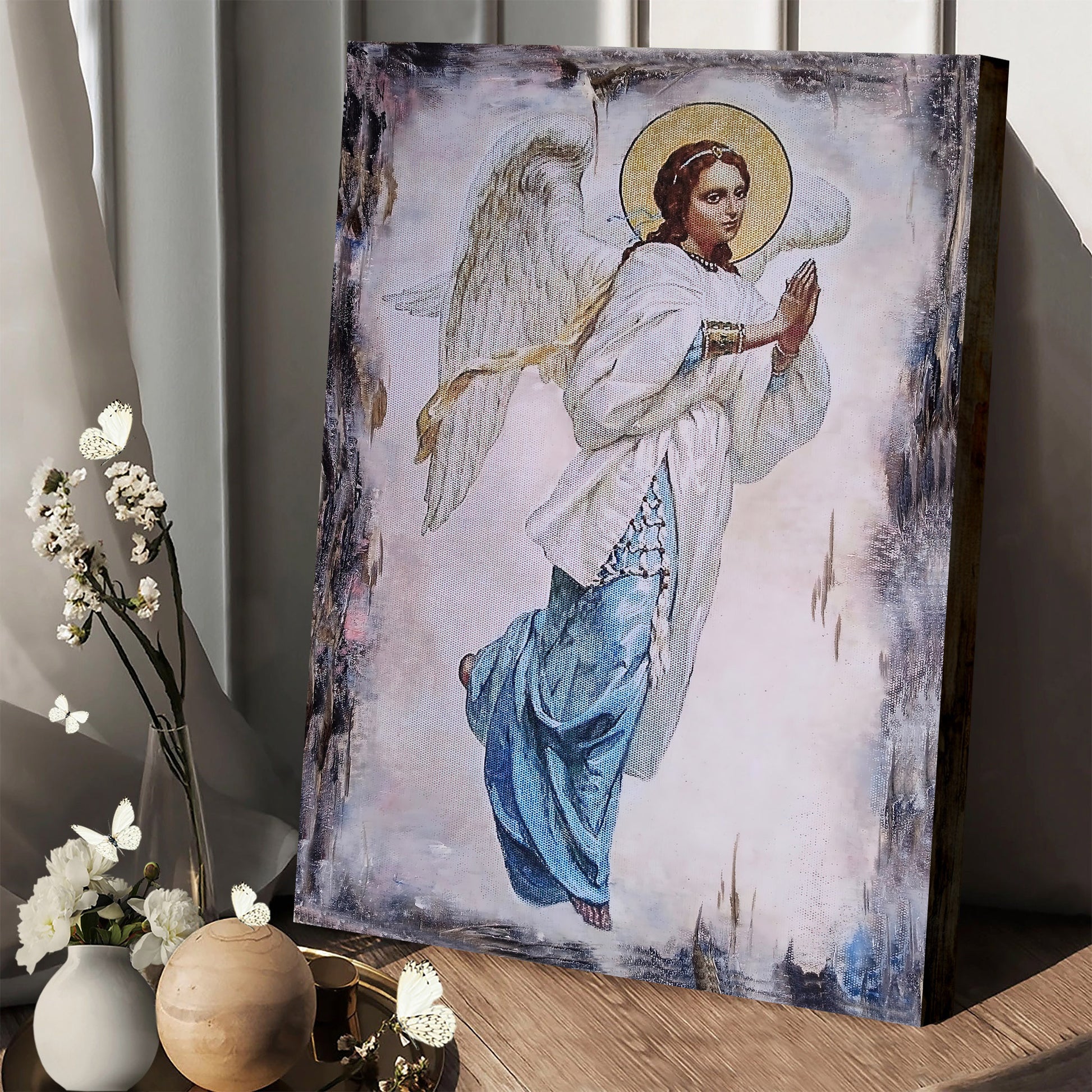 Guardian Angel Beautiful Orthodox Canvas Wall Art - Catholic Canvas Wall Art - Religious Gift - Christian Wall Art Decor