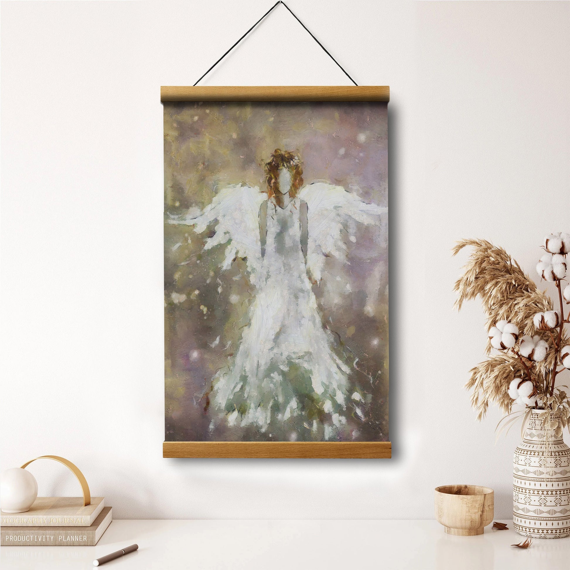 Guardian Angel Hanging Canvas Wall Art Prints Abstract - Catholic Hanging Canvas Wall Art - Religious Gift - Christian Wall Art Decor