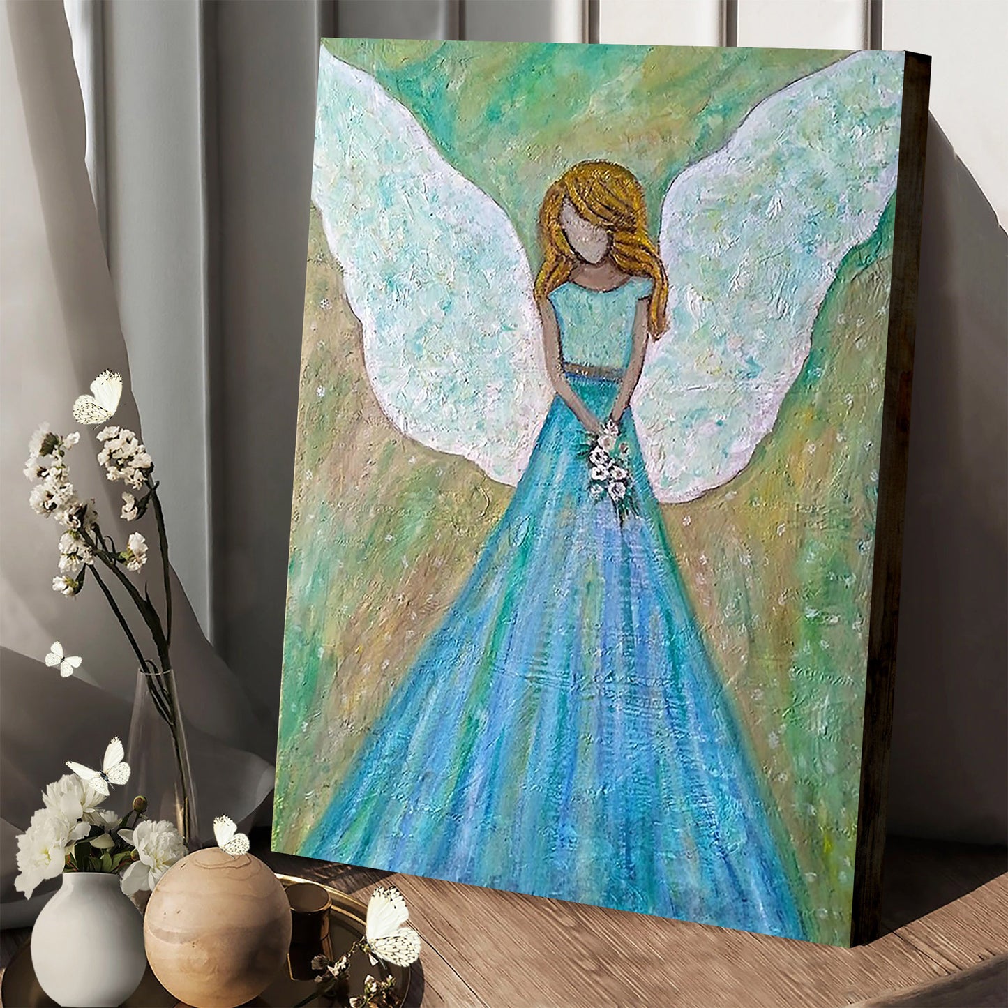 Guardian Angel Painting Canvas Wall Art - Catholic Canvas Wall Art - Religious Gift - Christian Wall Art Decor