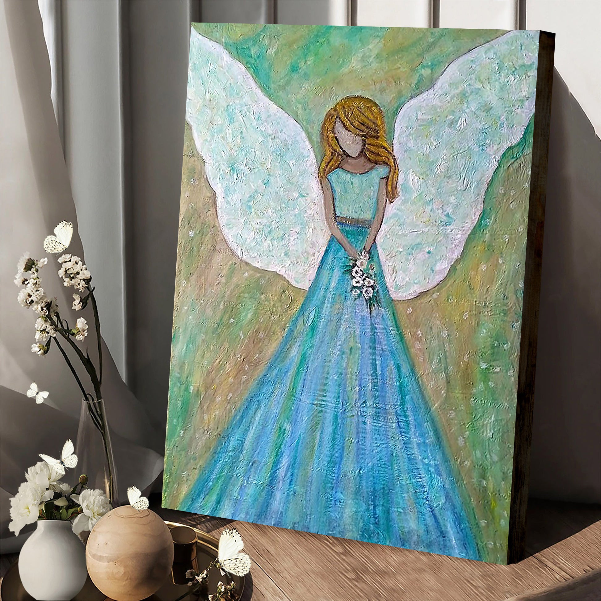 Guardian Angel Painting Canvas Wall Art - Catholic Canvas Wall Art - Religious Gift - Christian Wall Art Decor