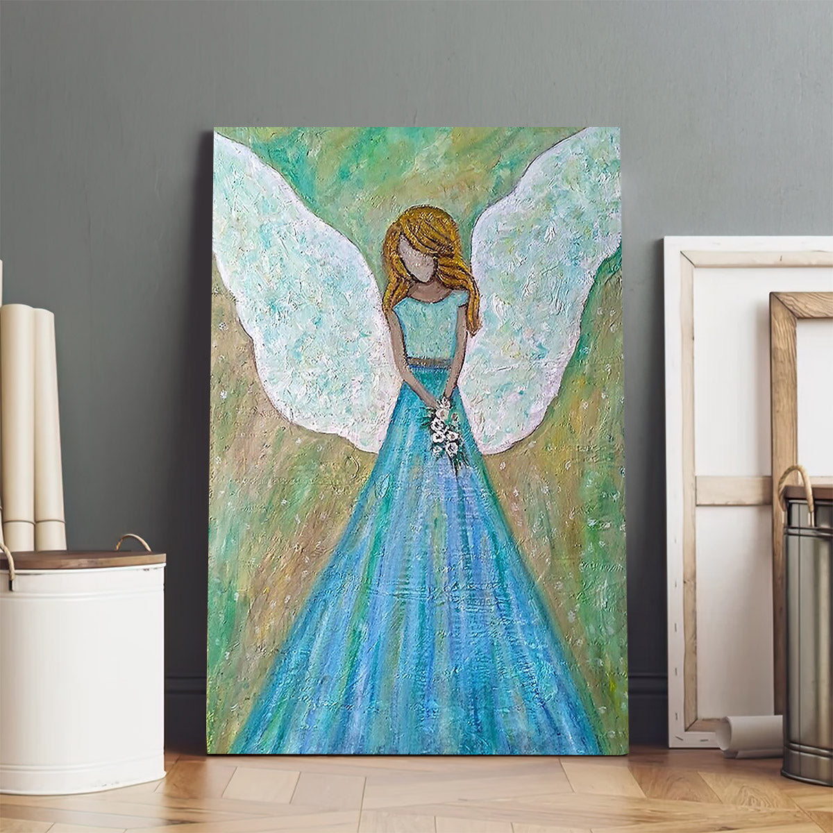 Guardian Angel Painting Canvas Wall Art - Catholic Canvas Wall Art - Religious Gift - Christian Wall Art Decor