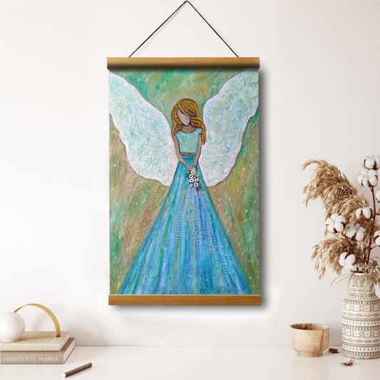Guardian Angel Painting Hanging Canvas Wall Art - Catholic Hanging Canvas Wall Art - Religious Gift - Christian Wall Art Decor