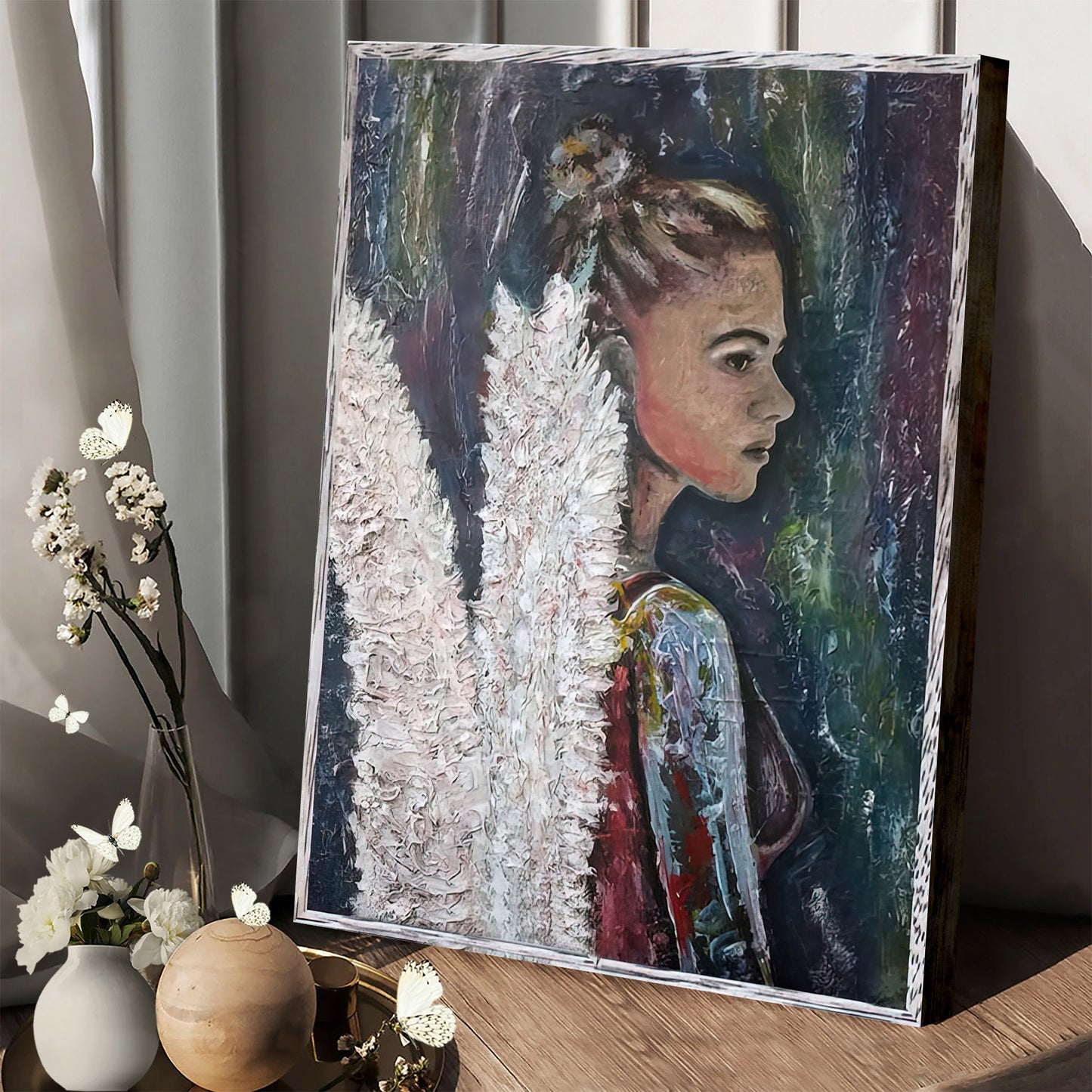 Guardian Angel Painting Wall Art Decor Mixed Media Art - Catholic Canvas Wall Art - Religious Gift - Christian Wall Art Decor