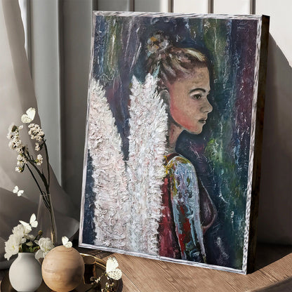 Guardian Angel Painting Wall Art Decor Mixed Media Art - Catholic Canvas Wall Art - Religious Gift - Christian Wall Art Decor