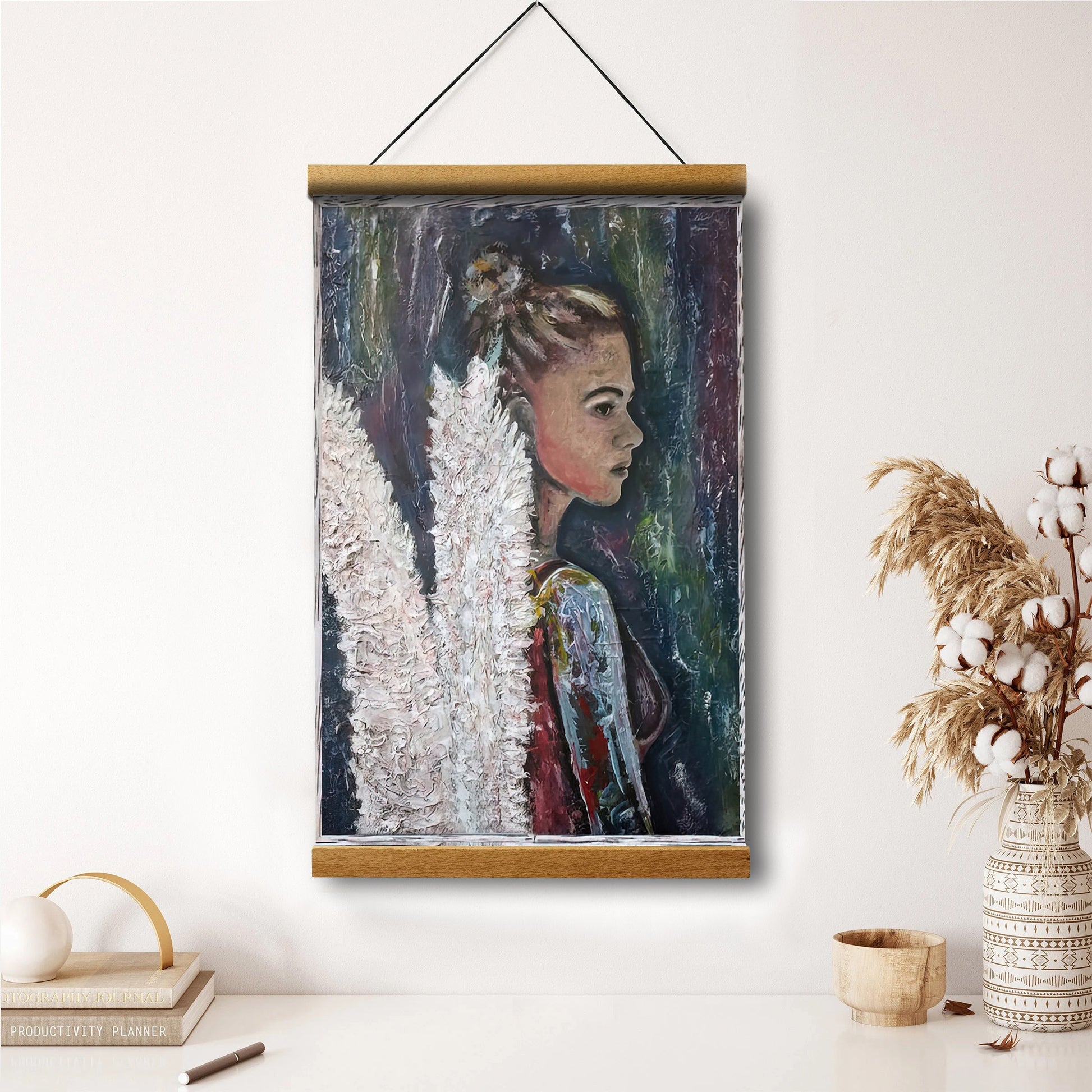 Guardian Angel Painting Wall Art Decor Mixed Media Art - Catholic Hanging Canvas Wall Art - Religious Gift - Christian Wall Art Decor