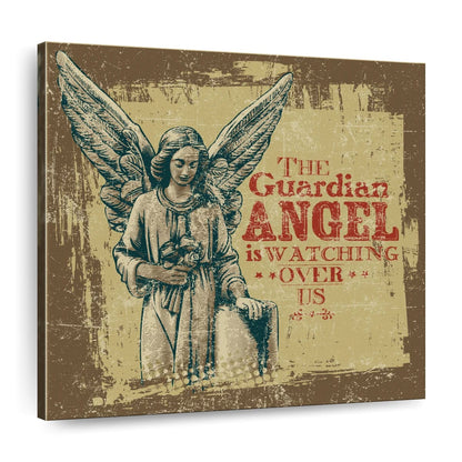 Guardian Angel Quote Square Canvas Wall Art - Christian Wall Decor - Christian Wall Hanging