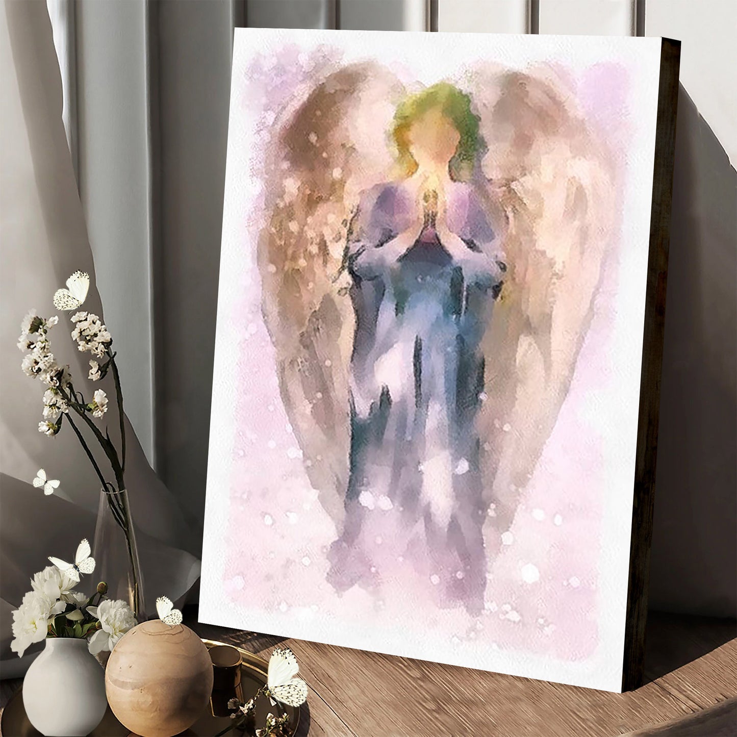 Guardian Angel Wall Art Painting Canvas - Catholic Canvas Wall Art - Religious Gift - Christian Wall Art Decor