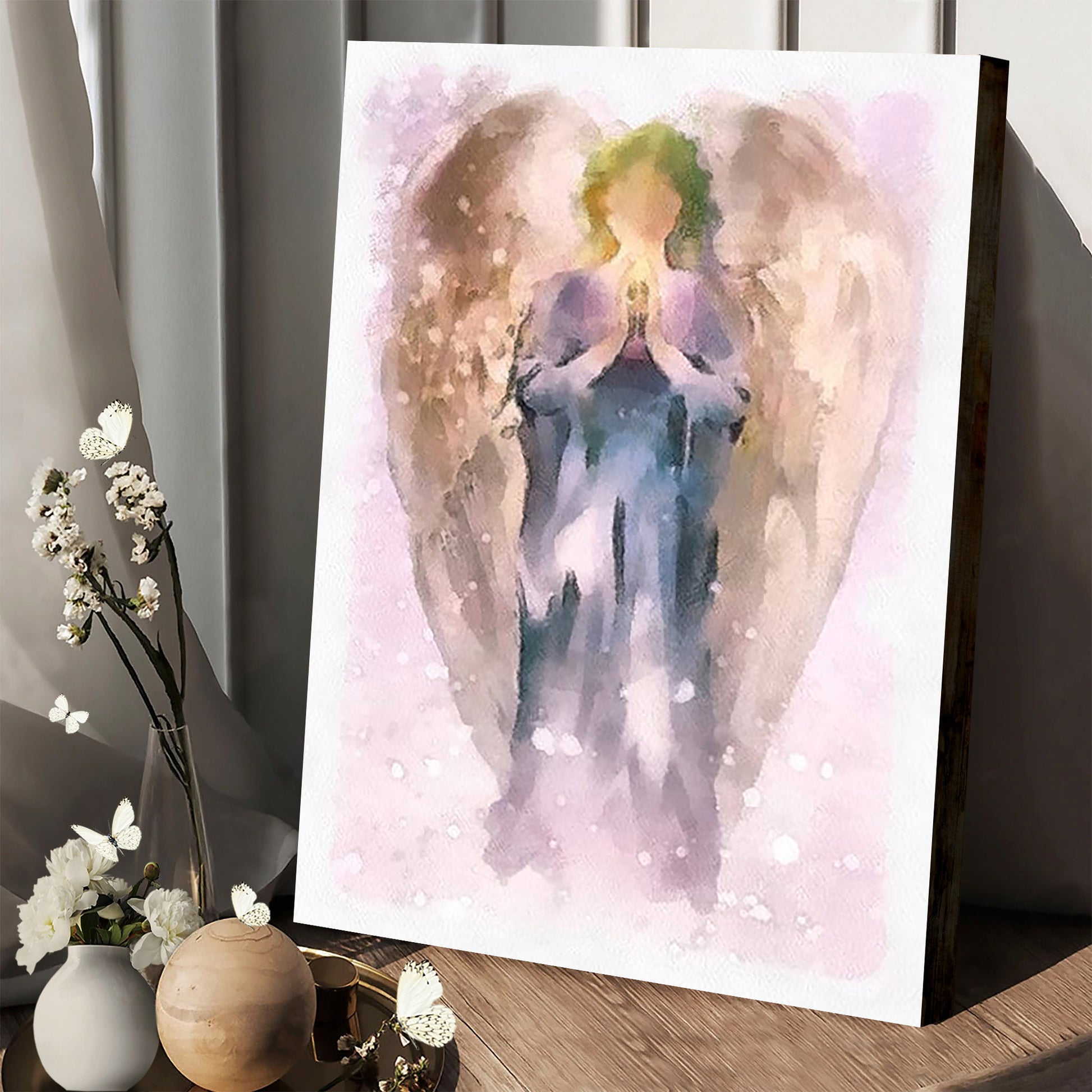 Guardian Angel Wall Art Painting Canvas - Catholic Canvas Wall Art - Religious Gift - Christian Wall Art Decor