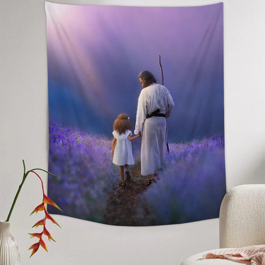 Guardian Tapestry - Jesus Picture - Religious Tapestry - Christian Tapestry Wall Hangings