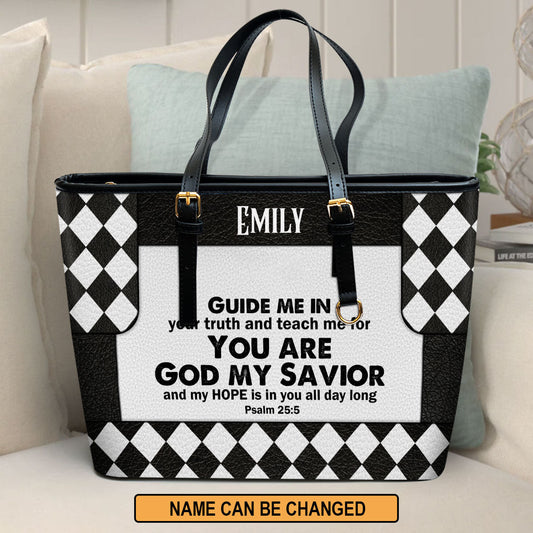 Guide Me In Your Truth Personalized Large Leather Tote Bag - Christian Gifts For Women