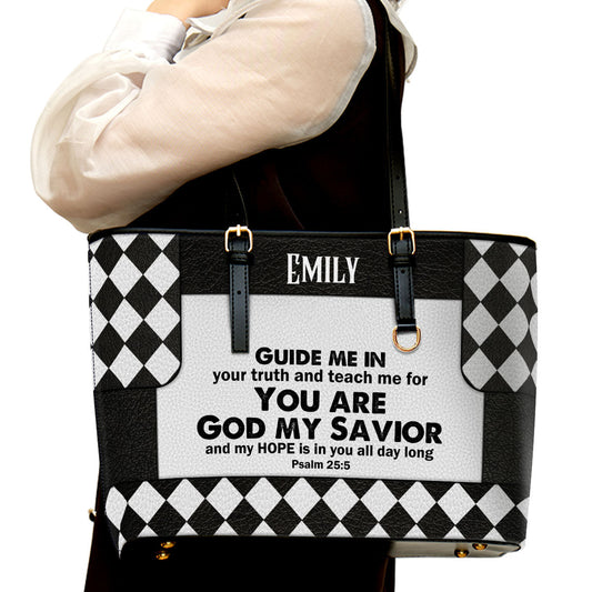 Guide Me In Your Truth Personalized Large Leather Tote Bag - Christian Gifts For Women