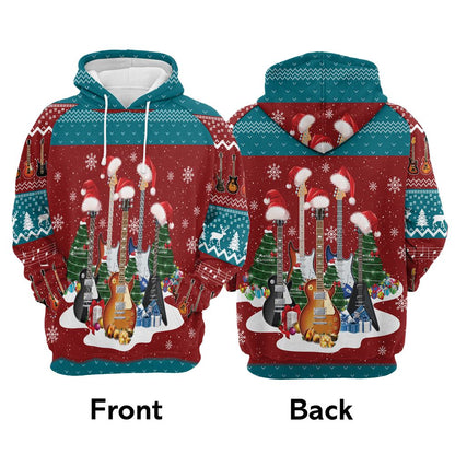 Guitar Christmas All Over Print 3D Hoodie For Men And Women, Best Gift For Dog lovers, Best Outfit Christmas