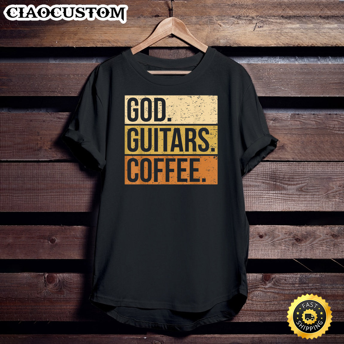 Guitar Player Guitarist I God Guitars Coffee T-Shirt - Christian Shirt