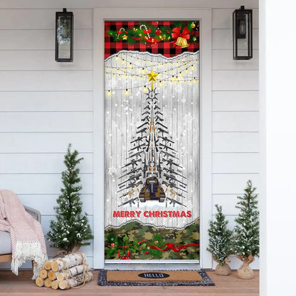 Gun Christmas Tree Door Cover - Christmas Outdoor Decoration