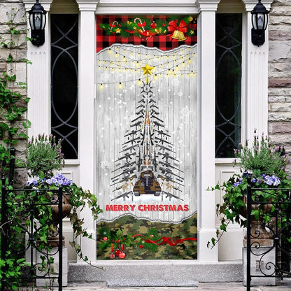 Gun Christmas Tree Door Cover - Christmas Outdoor Decoration
