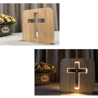 Wooden Cross Night Light - Christian Gift