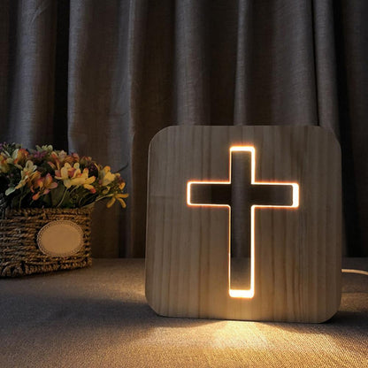 Wooden Cross Night Light - Christian Gift