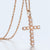 Gold Cross Pendant Necklace With Clear Crystal For Men and Women 3