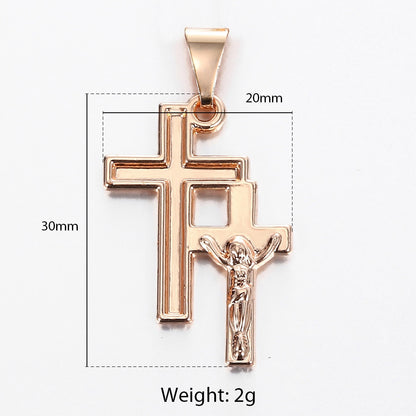 Gold Cross Pendant Necklace With Clear Crystal For Men and Women 6