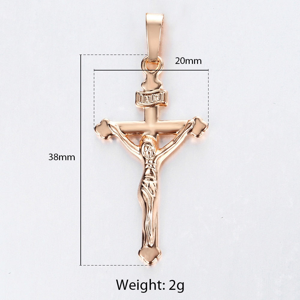 Gold Cross Pendant Necklace With Clear Crystal For Men and Women 5