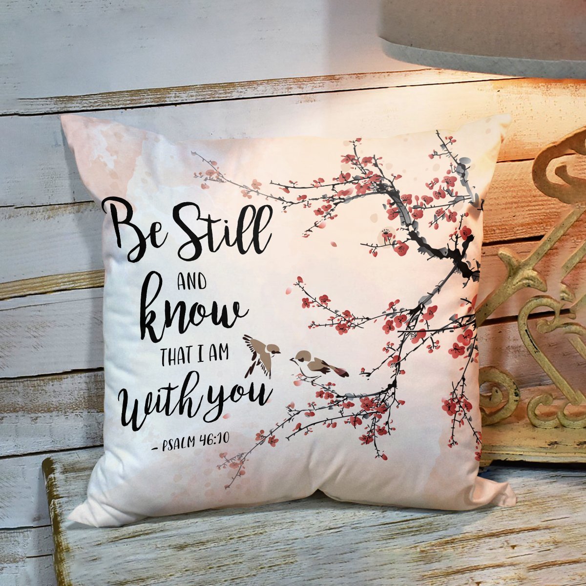 God Is Beside You - Bird And Peach Blossom Jesus Pillowcase HQ114 - 2