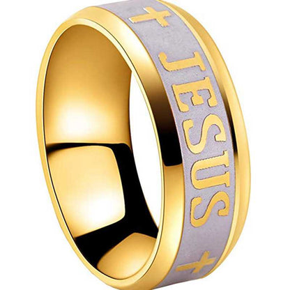 Stainless Steel Jesus Cross Ring for Men - Simple and Stylish 8mm Finger Jewelry Piece