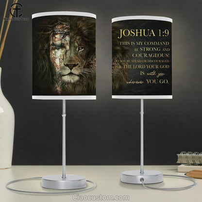 Half Jesus Half Lion Table Lamp Prints - Joshua 1 9 Be Strong & Courageous - Jesus Christ Table Lamp - Christian Table Lamp Prints