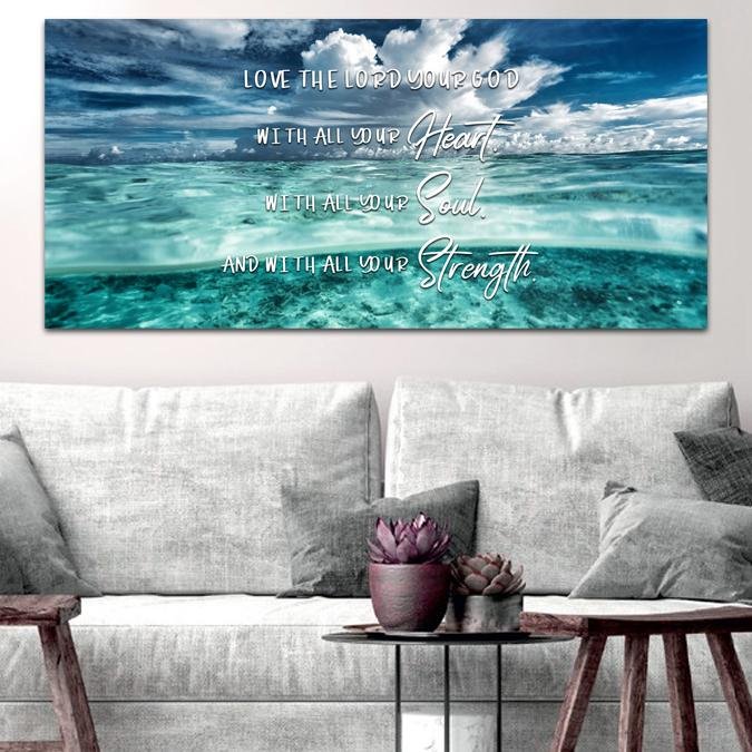 Halfsies Love The Lord Your God Wall Art - Christian Canvas Wall Art