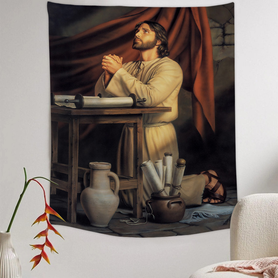 Hallowed Be Thy Name Tapestry - Jesus Picture - Religious Tapestry - Christian Tapestry Wall Hangings