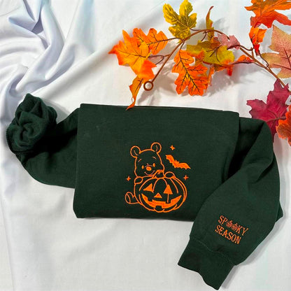Halloween Winnie The Pooh Embroidered Sweatshirt, Women's Embroidered Sweatshirts