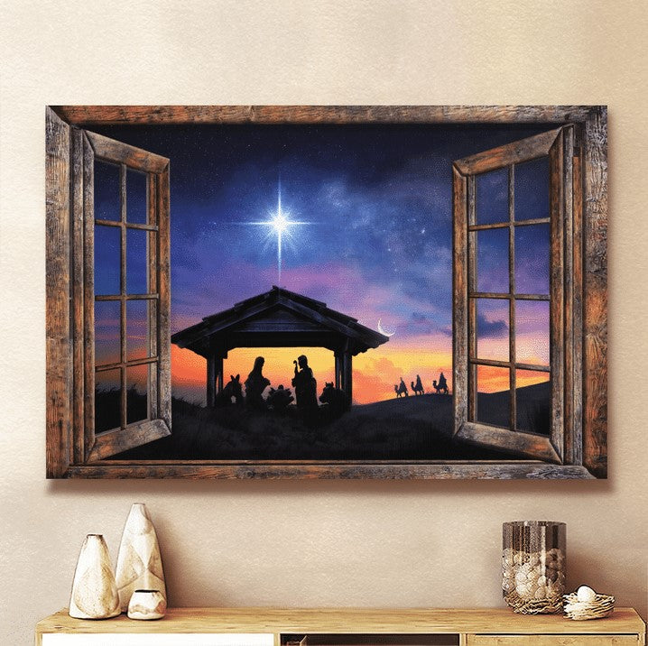 Halo Night Jesus Canvas Wall Art - Jesus Canvas Pictures - Christian Wall Posters