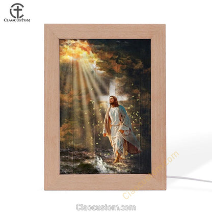 Halo Painting Jesus Walking On Water Frame Lamp