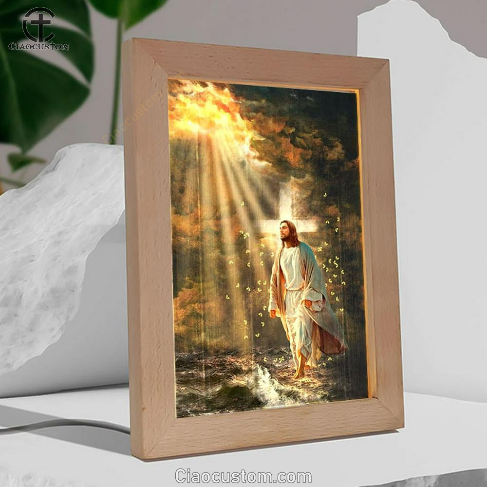 Halo Painting Jesus Walking On Water Frame Lamp