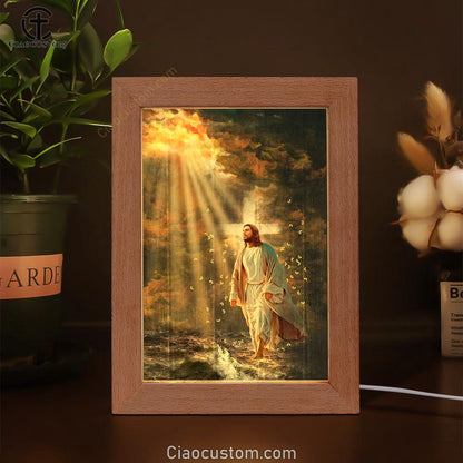 Halo Painting Jesus Walking On Water Frame Lamp