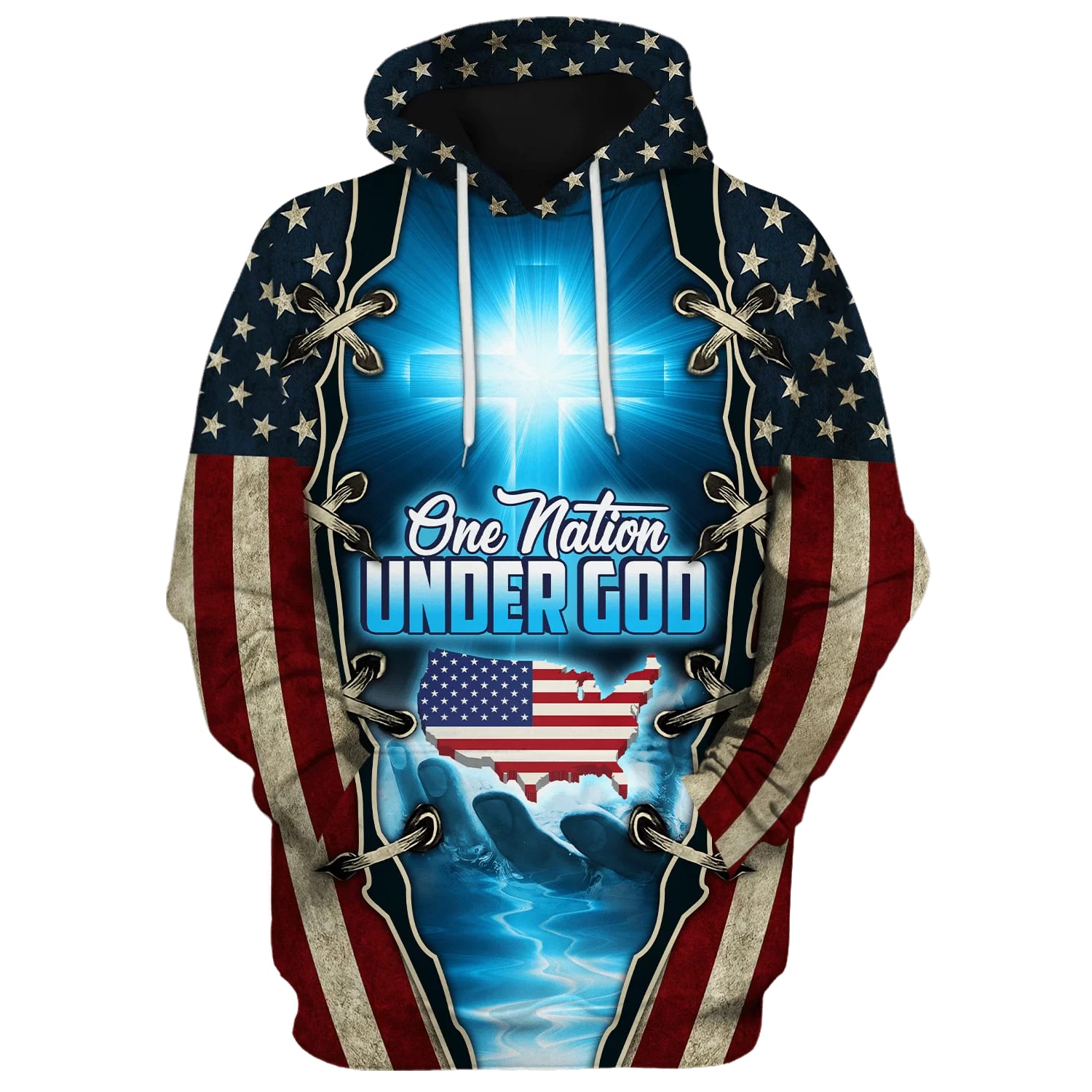 Hand Of God American One Nation Under God Hoodies - Men & Women Christian Hoodie - 3D Printed Hoodie